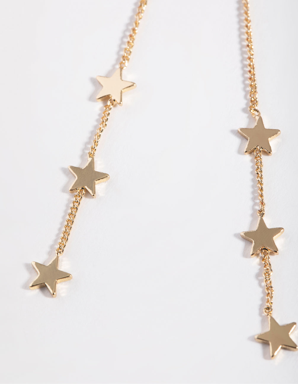 Gold Plated Three Stars Thread Through Earrings