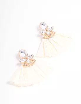 Gold Raffia Diamante Drop Earrings