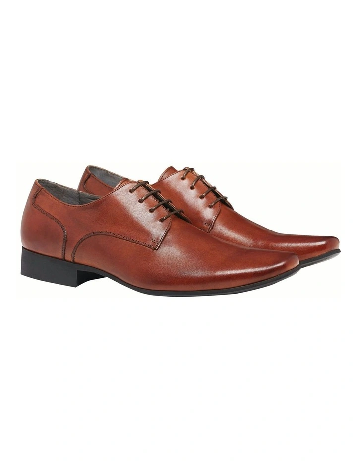 Grand Plain Derby Lace Up Formal Dress Shoe in Tan