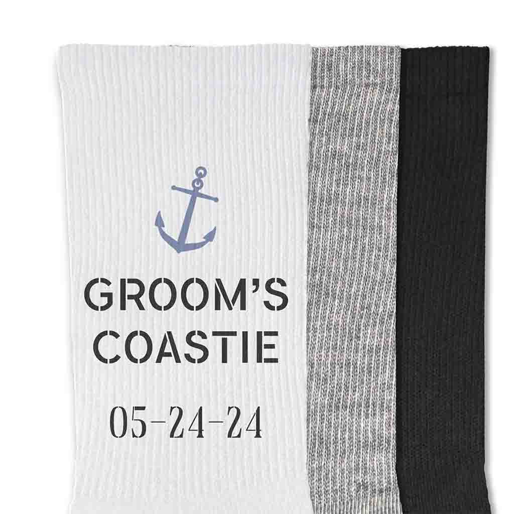 Groom’s Coastie - Personalized Wedding Socks with Date