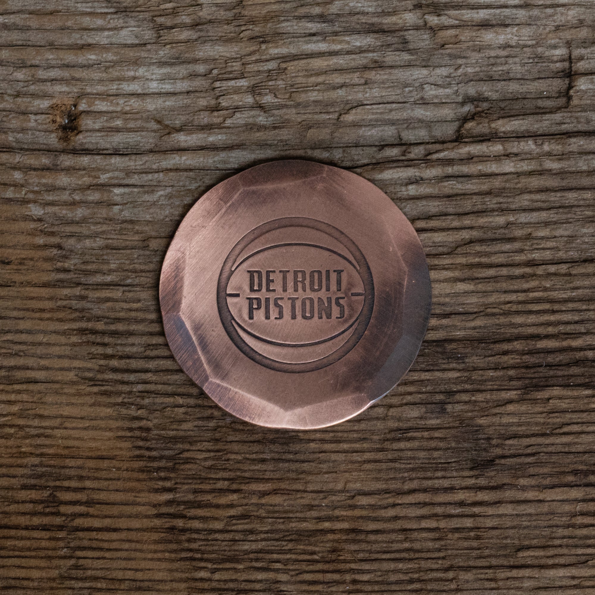 Hand Forged Detroit Pistons Ball Mark - Copper