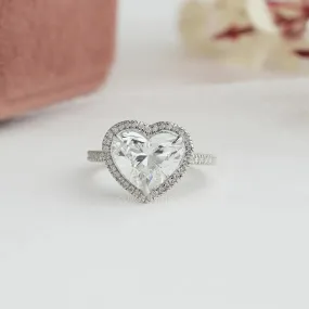 Heart Cut Lab Grown Diamond Halo Engagement Ring