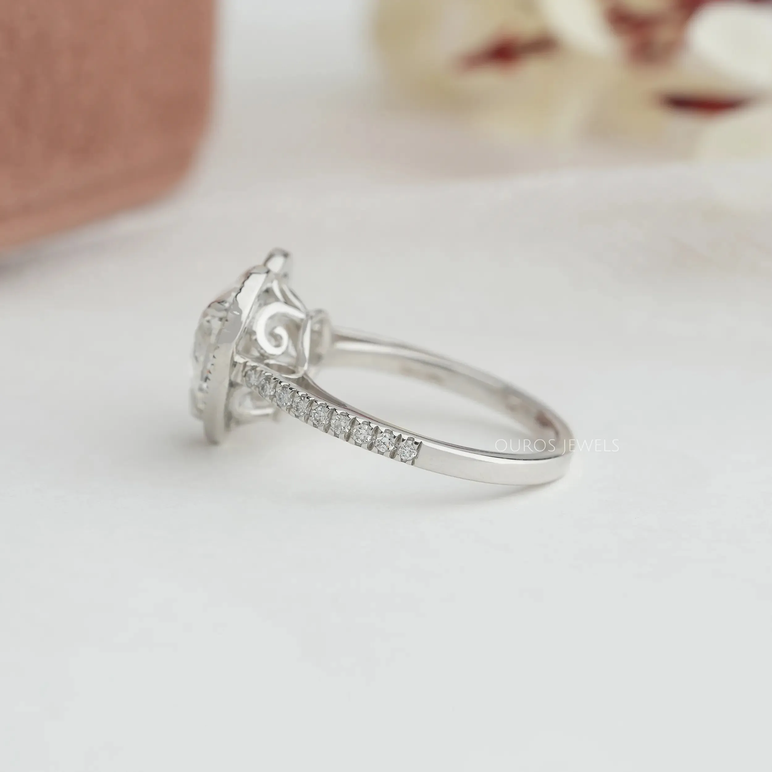 Heart Cut Lab Grown Diamond Halo Engagement Ring