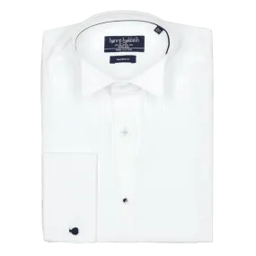 Hunt & Holditch Wing Collar Pleat Stud Dress Shirt in White