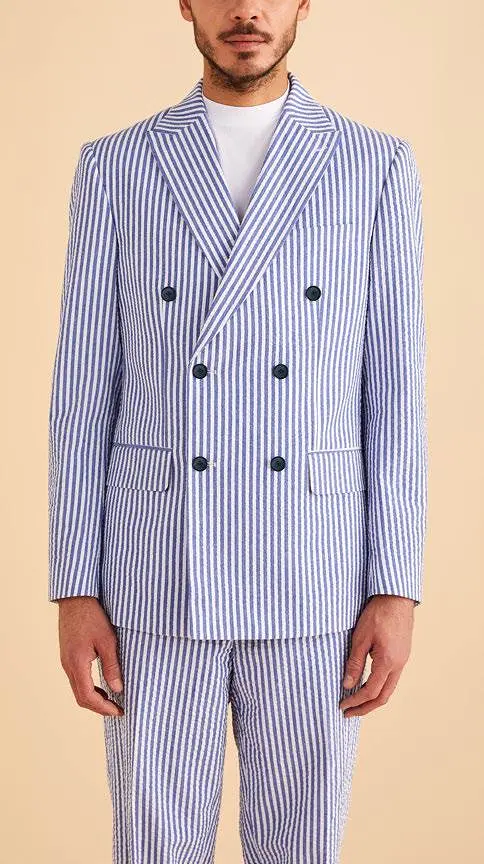 Inserch Seersucker Stripe Blazer BL506-00101 True Blue