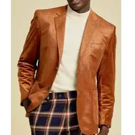 Inserch Sueded Snake Skin Embossed Blazer BL268-133 Cognac (FINAL SALE) (SIZE S, XL, 3XL, 4XLONLY)