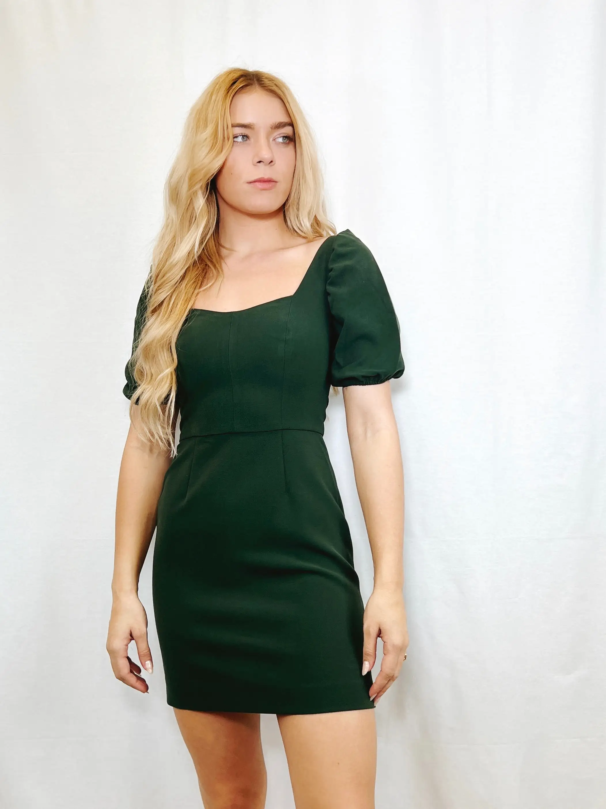 Laurel Green Berina puff sleeve dress