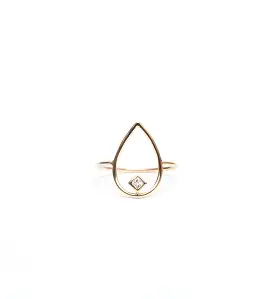 Medium Open Tear Princess Diamond Ring