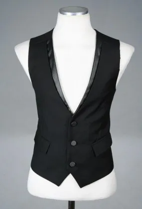 Men's Waistcoat for Three Piece Suit Sleeveless with Adjustable Back Buck