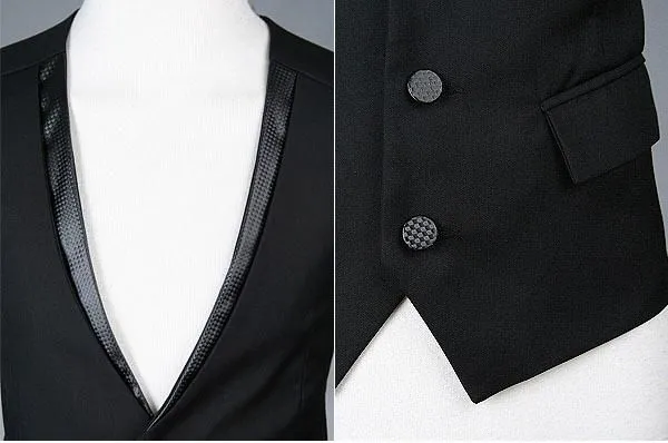 Men's Waistcoat for Three Piece Suit Sleeveless with Adjustable Back Buck