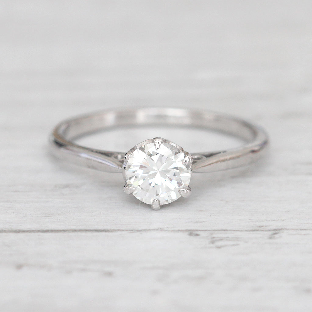 Mid-Century Vintage 0.67 Carat Brilliant Cut Diamond Solitaire