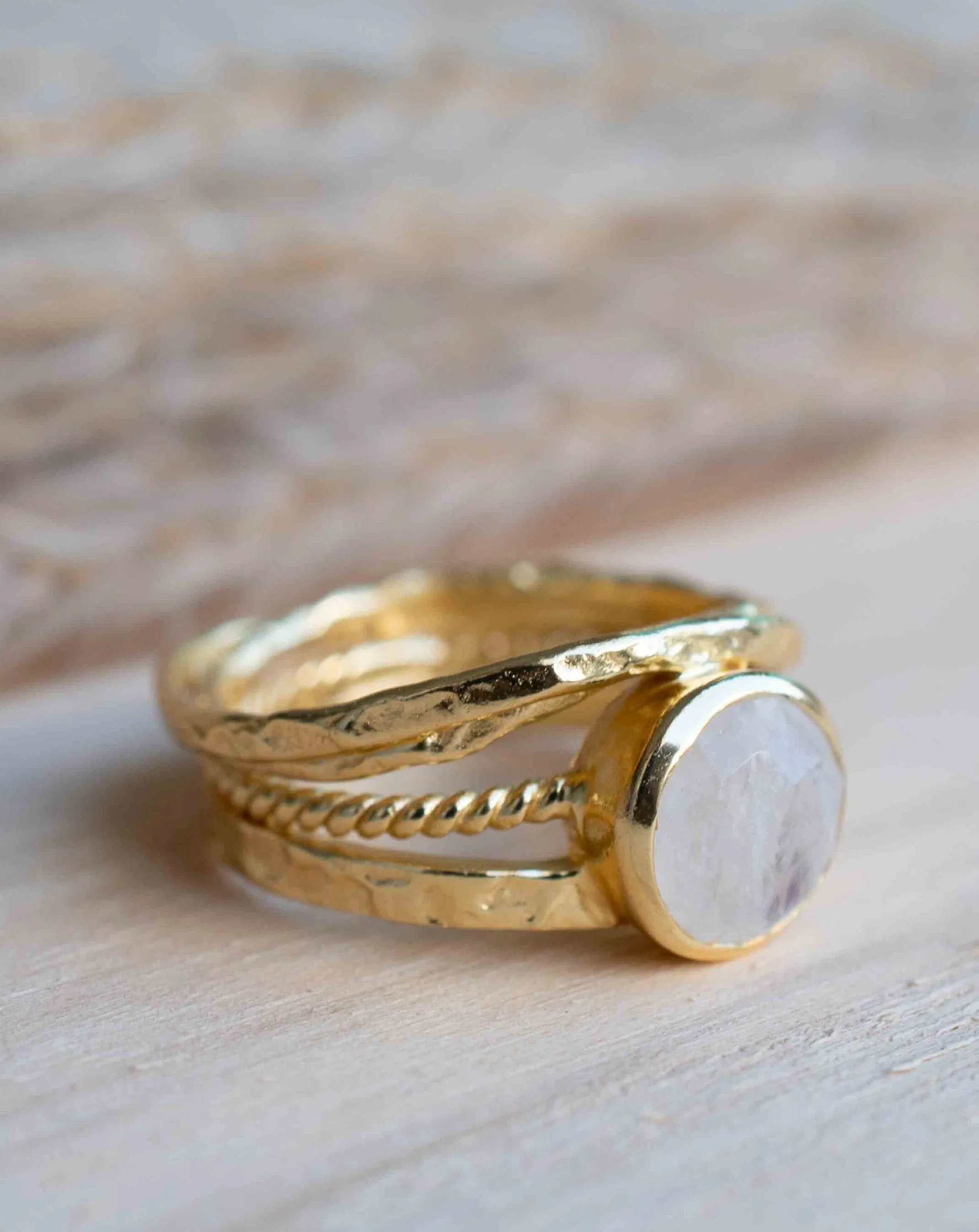 Moonstone Gold Plated Ring *  Statement Ring * Gemstone Ring * Rainbow Moonstone * Gold Ring  * BJR299