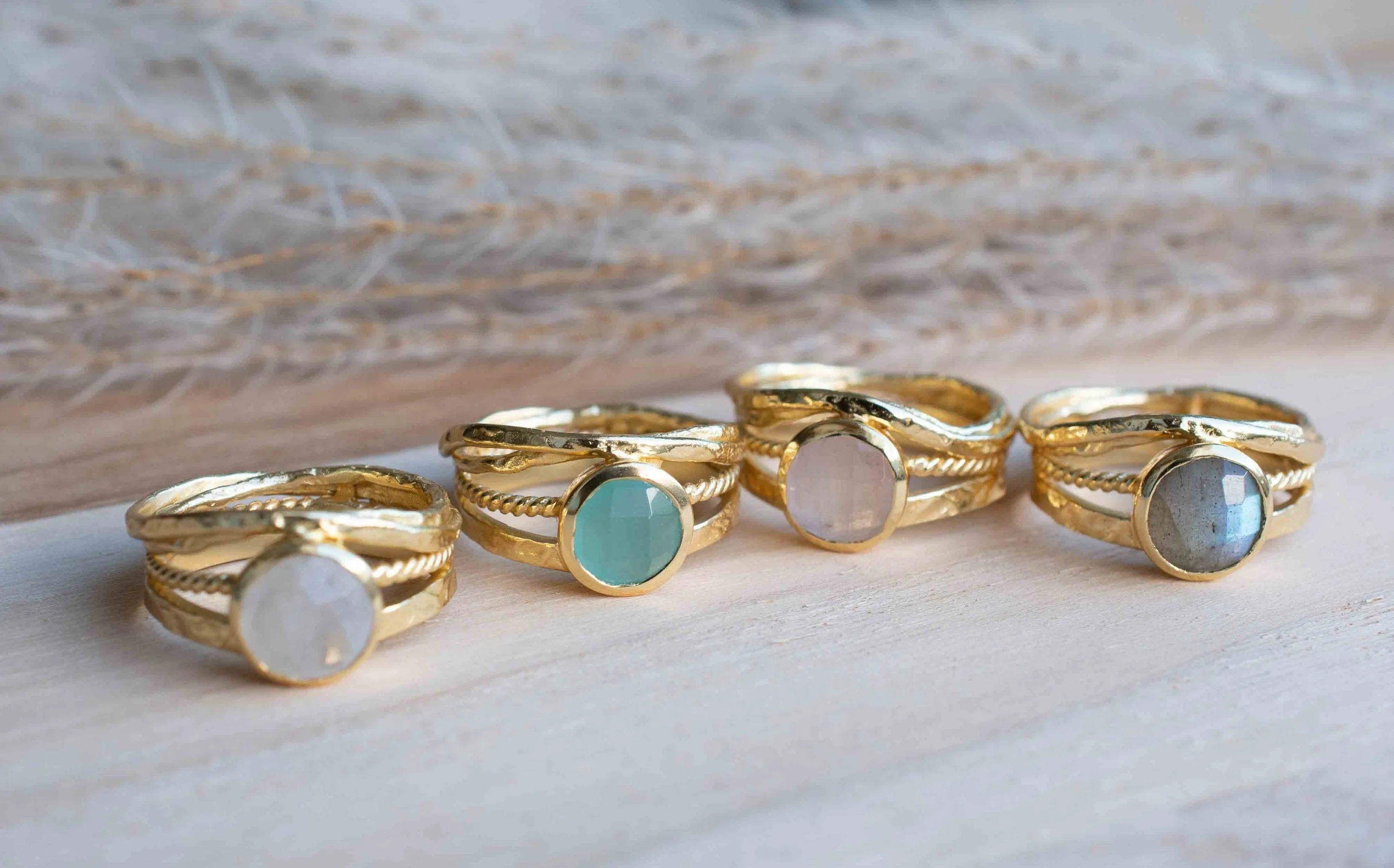 Moonstone Gold Plated Ring *  Statement Ring * Gemstone Ring * Rainbow Moonstone * Gold Ring  * BJR299