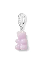 Nostalgia Bear Glossy Pendant, Pave Silver Connector