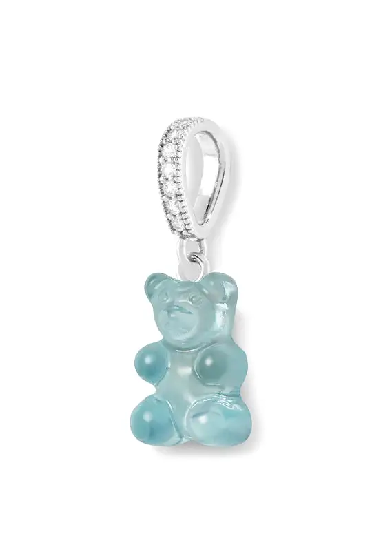 Nostalgia Bear Translucent Pendant, Pave Silver Connector