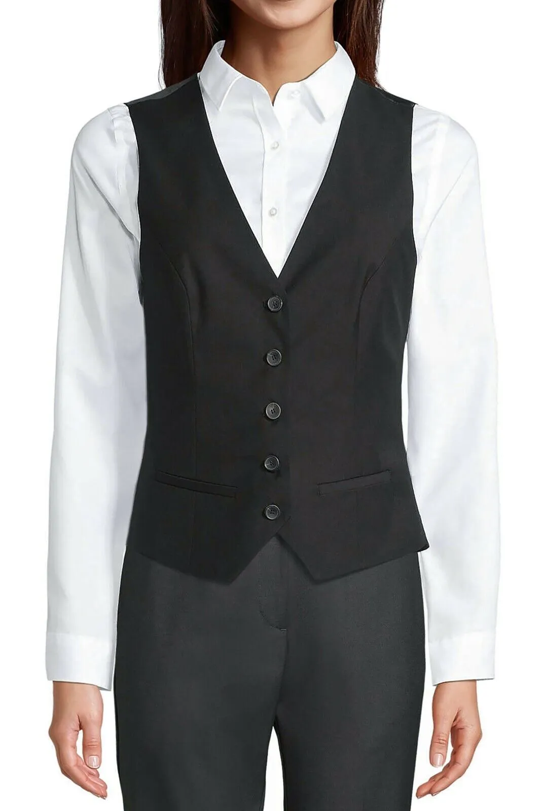 Panciotto Gilet donna Blazer Smanicato elegante Nero con bottoni