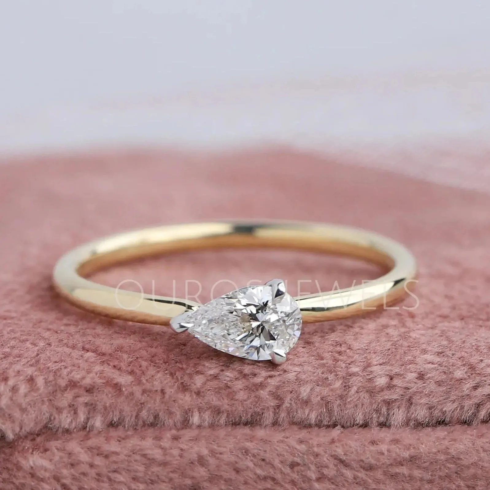 Pear Shaped Lab Created Solitaire Diamond Ring