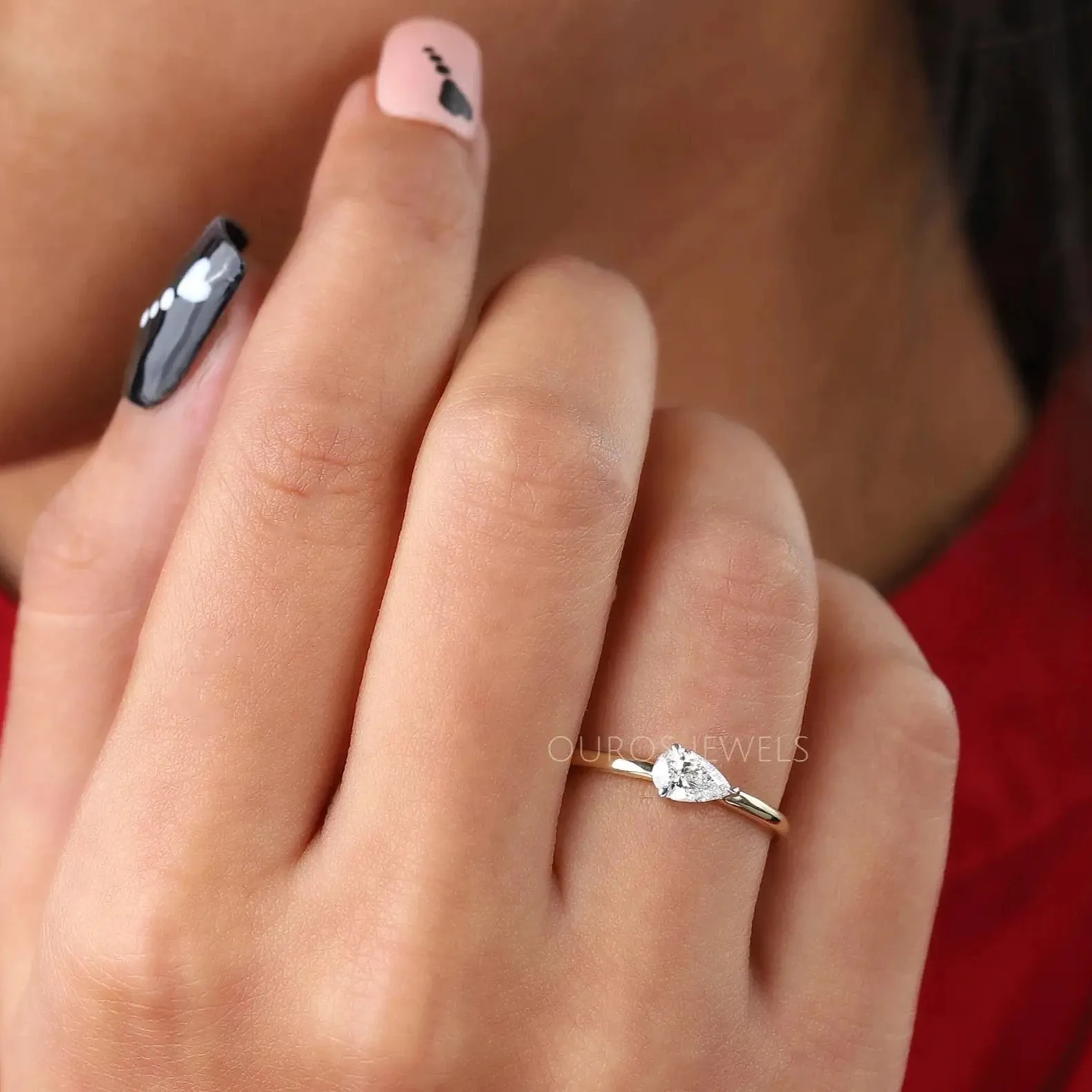 Pear Shaped Lab Created Solitaire Diamond Ring