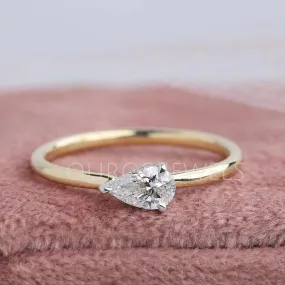 Pear Shaped Lab Created Solitaire Diamond Ring