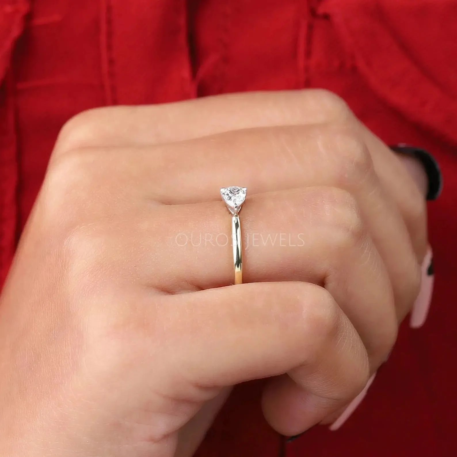 Pear Shaped Lab Created Solitaire Diamond Ring