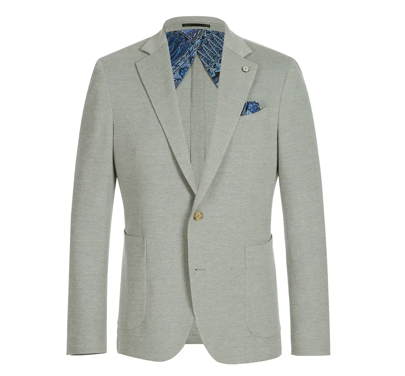 Pellagio Light Gray Slim Fit Half Canvas Solid Blazer PS22-3