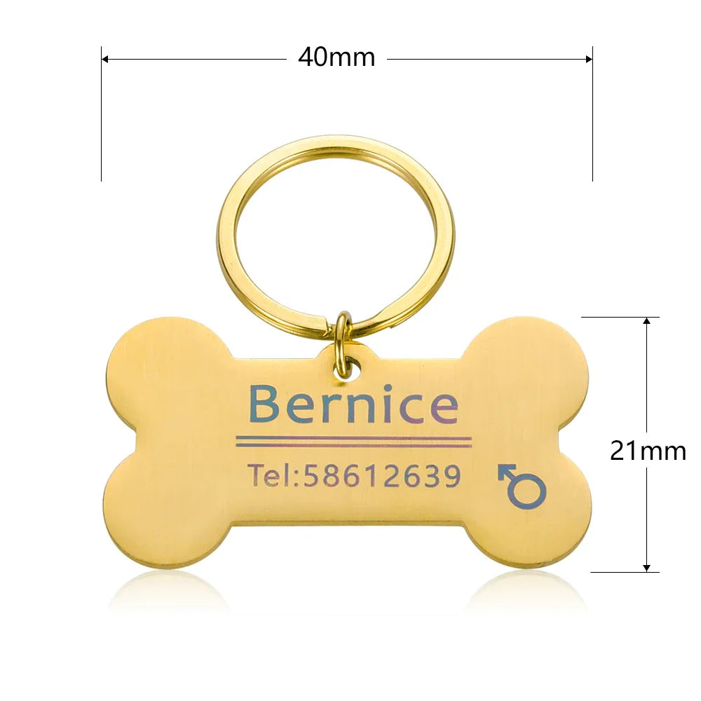 Personalized Cat Dog Pet ID Tag Keychain Engraved Pet ID Name for Cat Puppy Dog Collar Tag Pendant Keyring Bone Pet Accessories