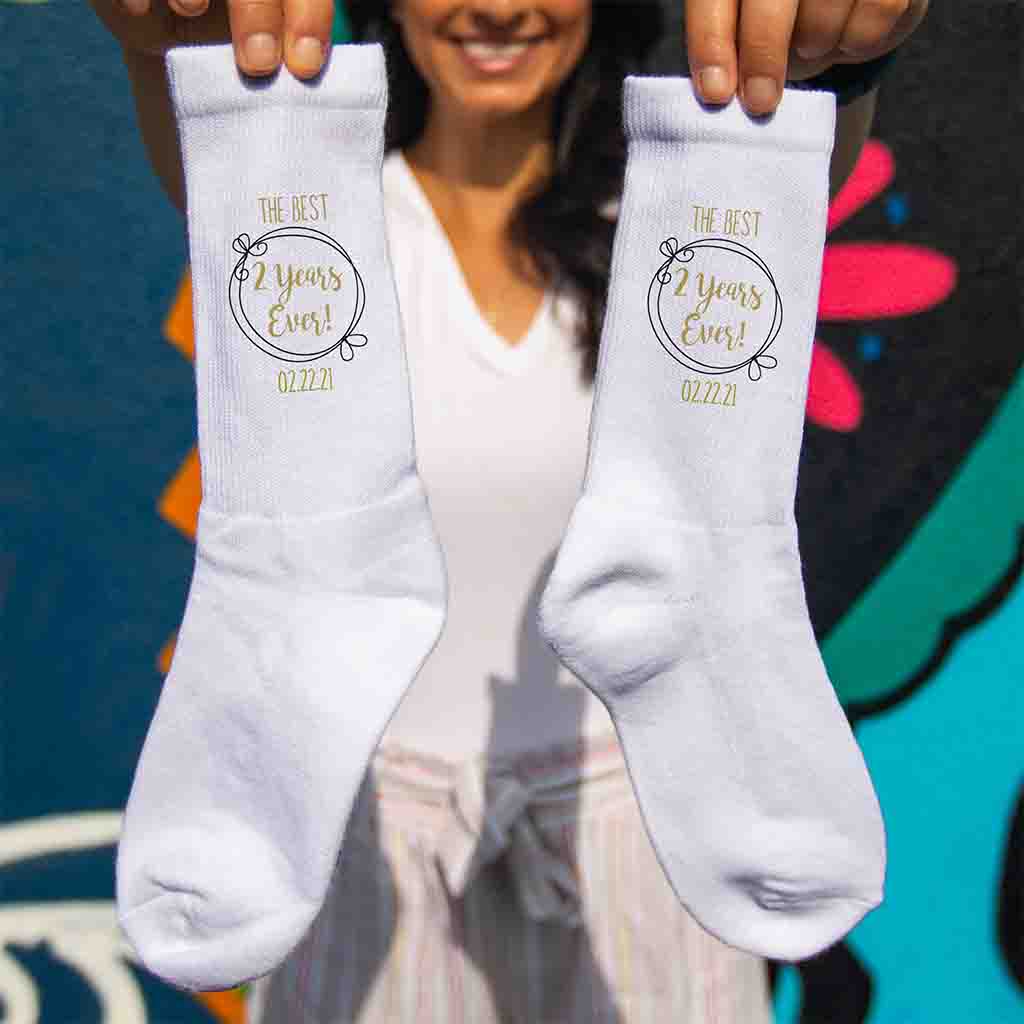 Personalized Cotton Socks for 2nd Anniversary Gift for Wife