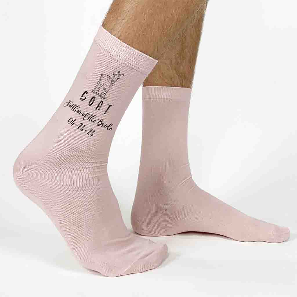 Personalized Wedding Socks for the GOAT Father of the Bride