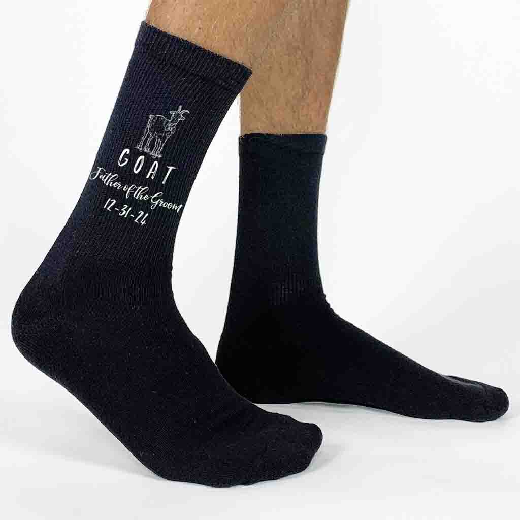 Personalized Wedding Socks for the GOAT Father of the Groom