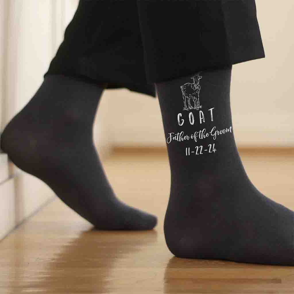 Personalized Wedding Socks for the GOAT Father of the Groom