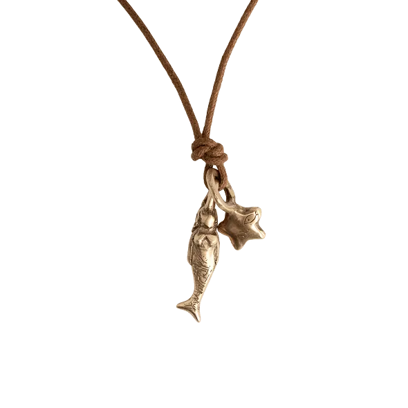 Pesci Che Volano Stelina Mermaid Bronze Pendant with Star