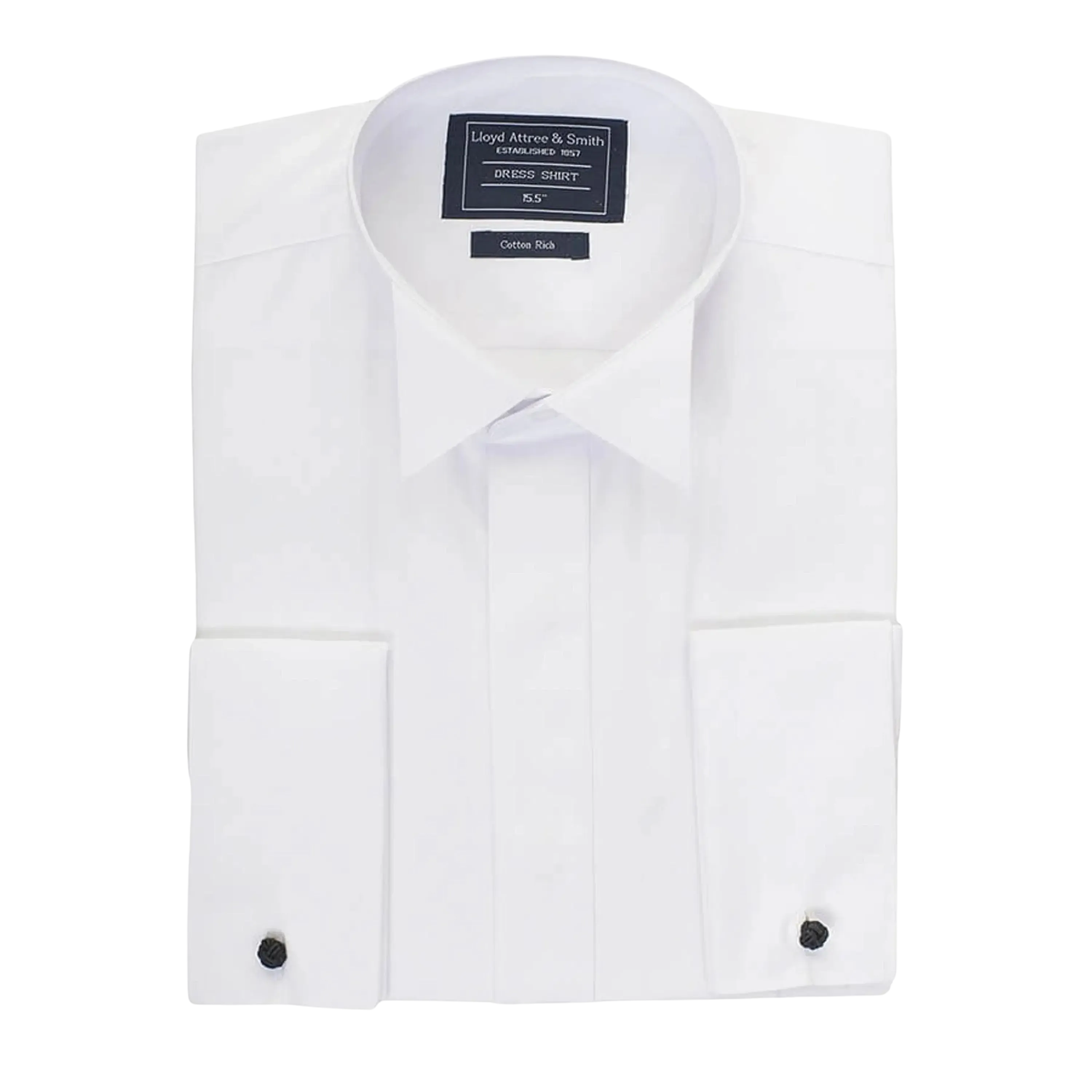 Plain Wing Collar Dress Shirt in White X-Long Length