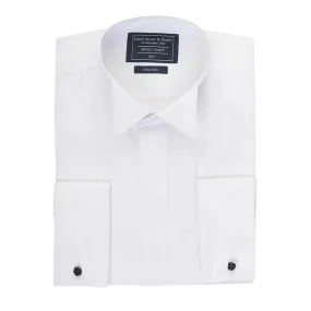 Plain Wing Collar Dress Shirt in White X-Long Length