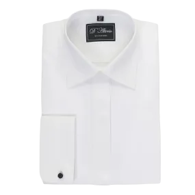 Pleated Standard Collar Dress Shirt in White X-Long Length