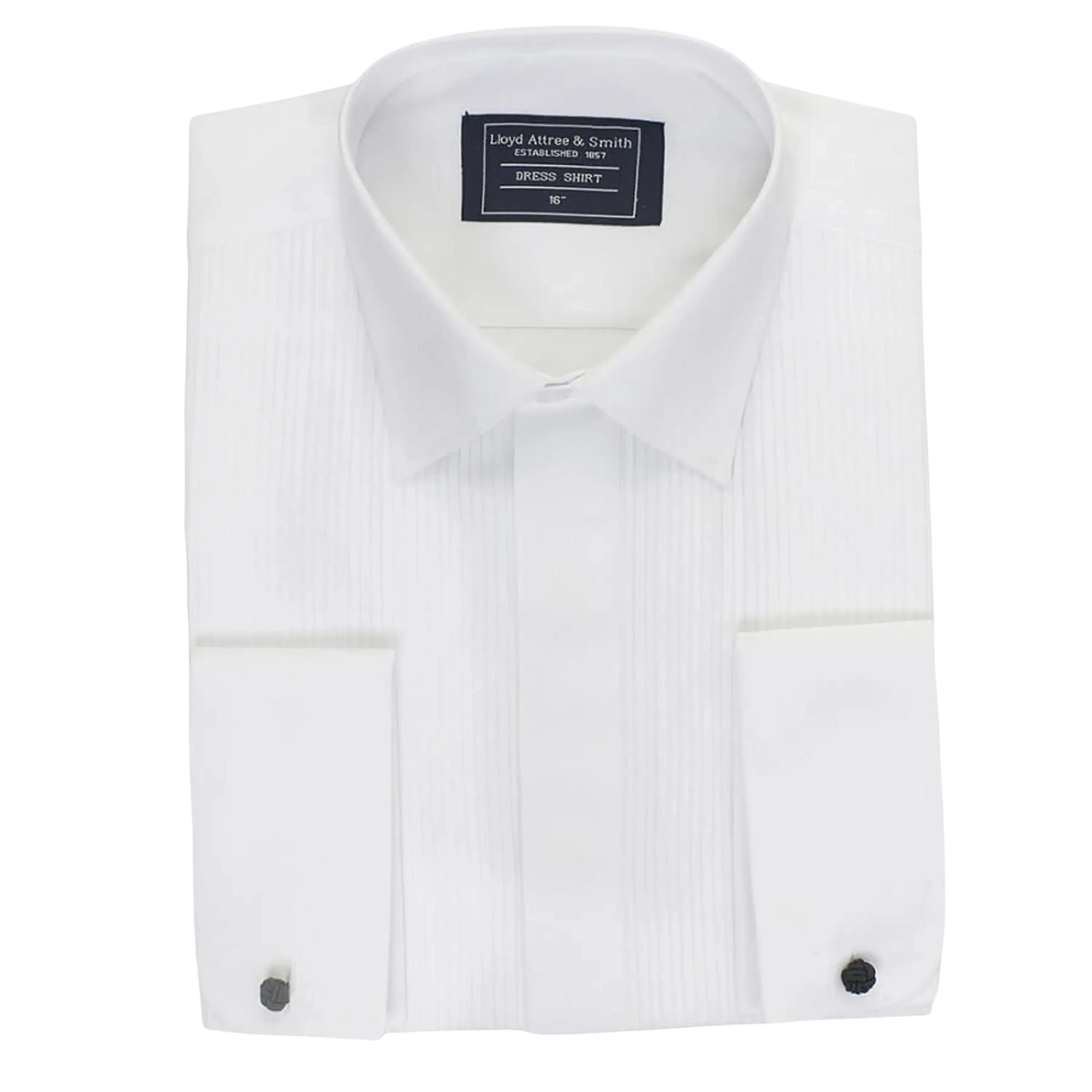 Pleated Standard Collar Dress Shirt in White