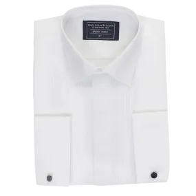 Pleated Standard Collar Dress Shirt in White