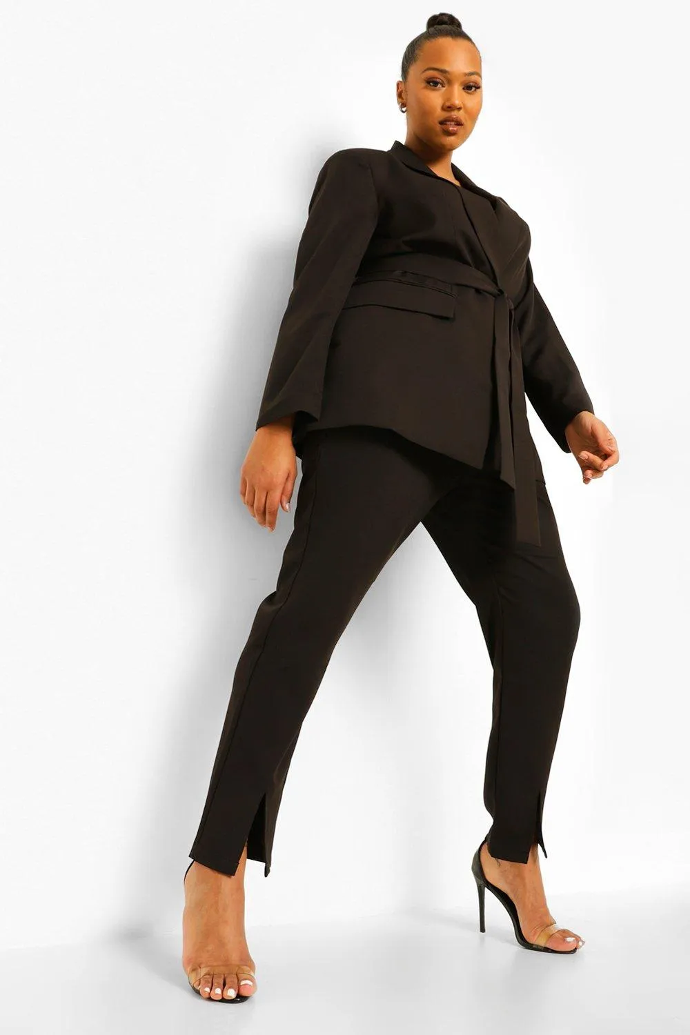 Plus Occasion Split Hem Dress Pants