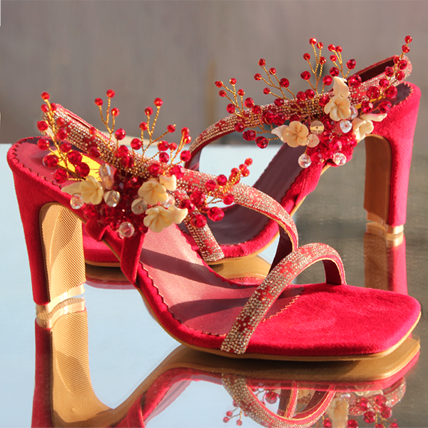 Red Fancy & Stylish Heel Sandal for women