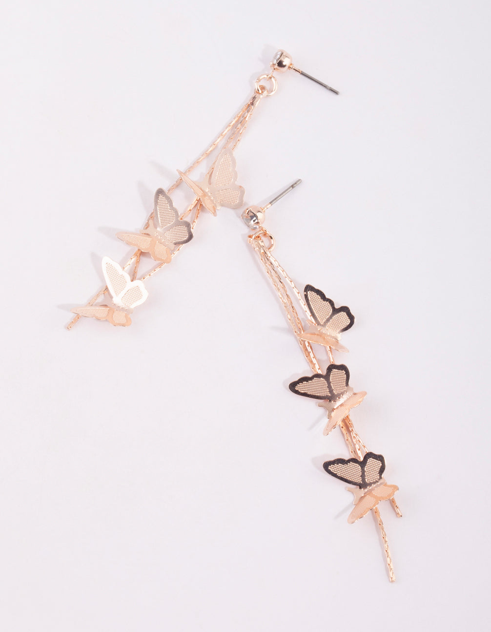 Rose Gold Butterfly Drop Earrings