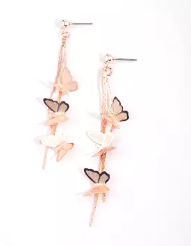 Rose Gold Butterfly Drop Earrings