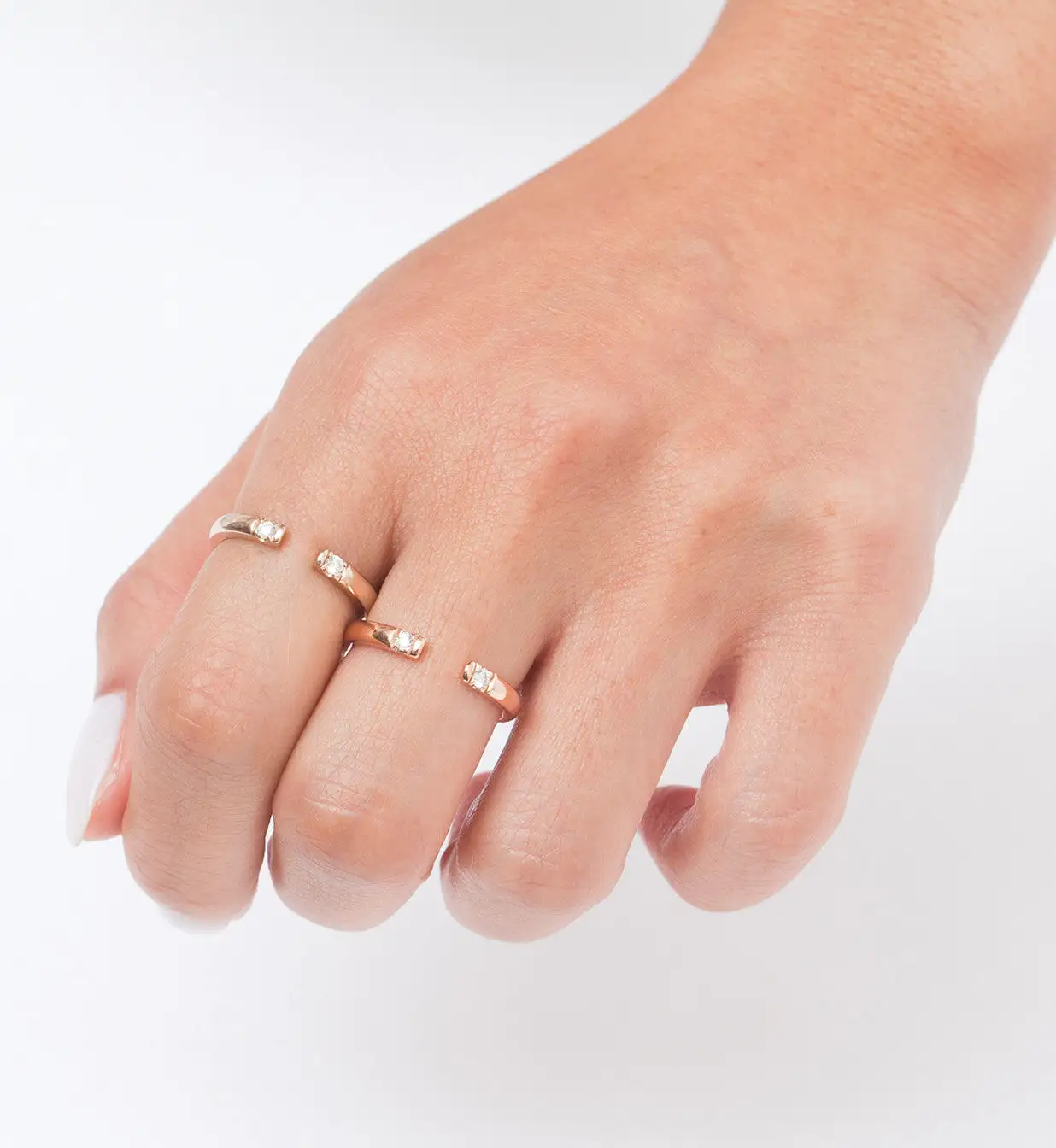 Rose Gold Half Round Two Diamond Ring