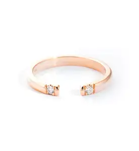 Rose Gold Half Round Two Diamond Ring