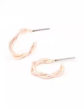 Rose Gold Soft Twisted Huggie Earrings