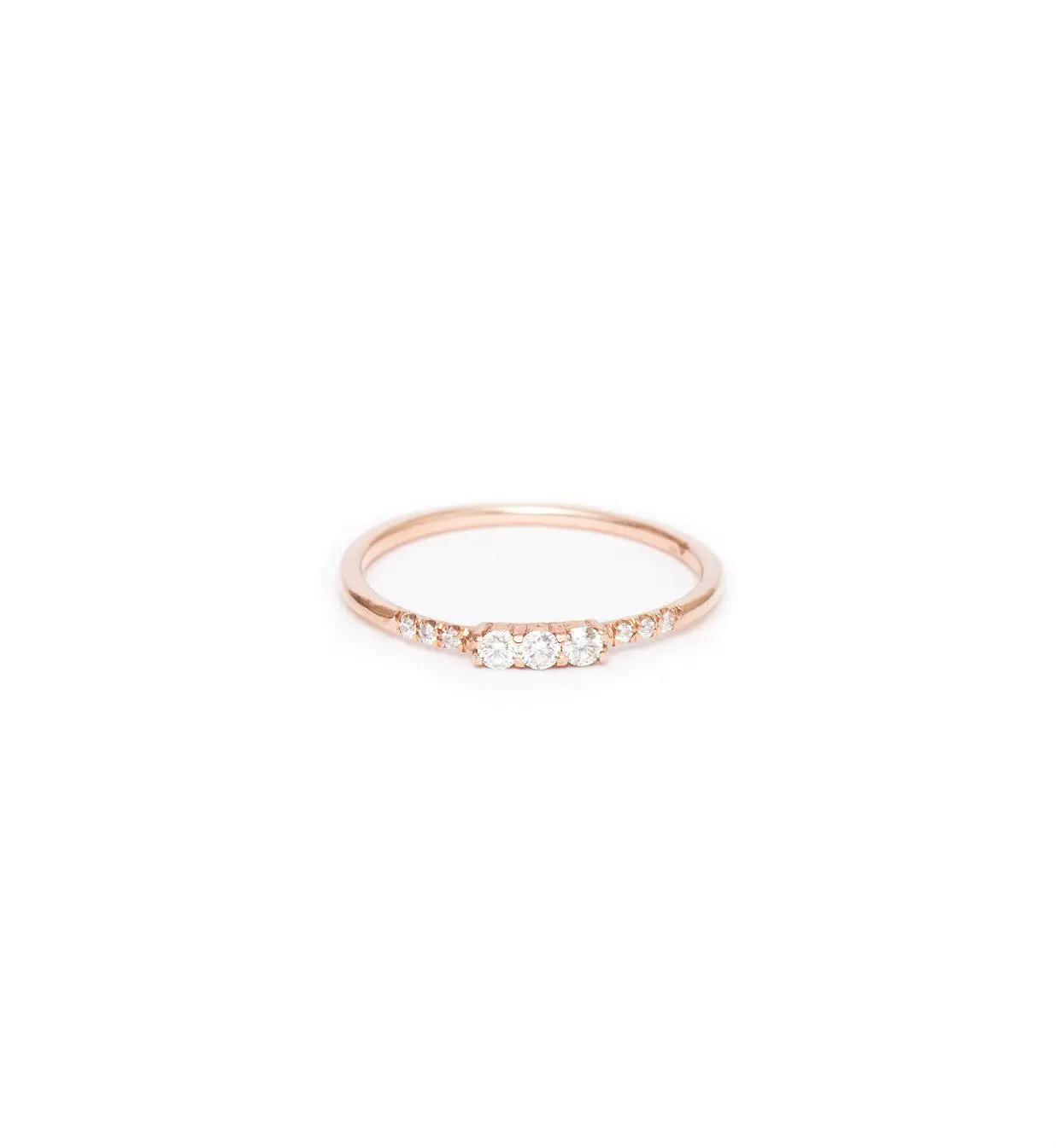 Rose Gold Three Diamond Equilibrium Ring