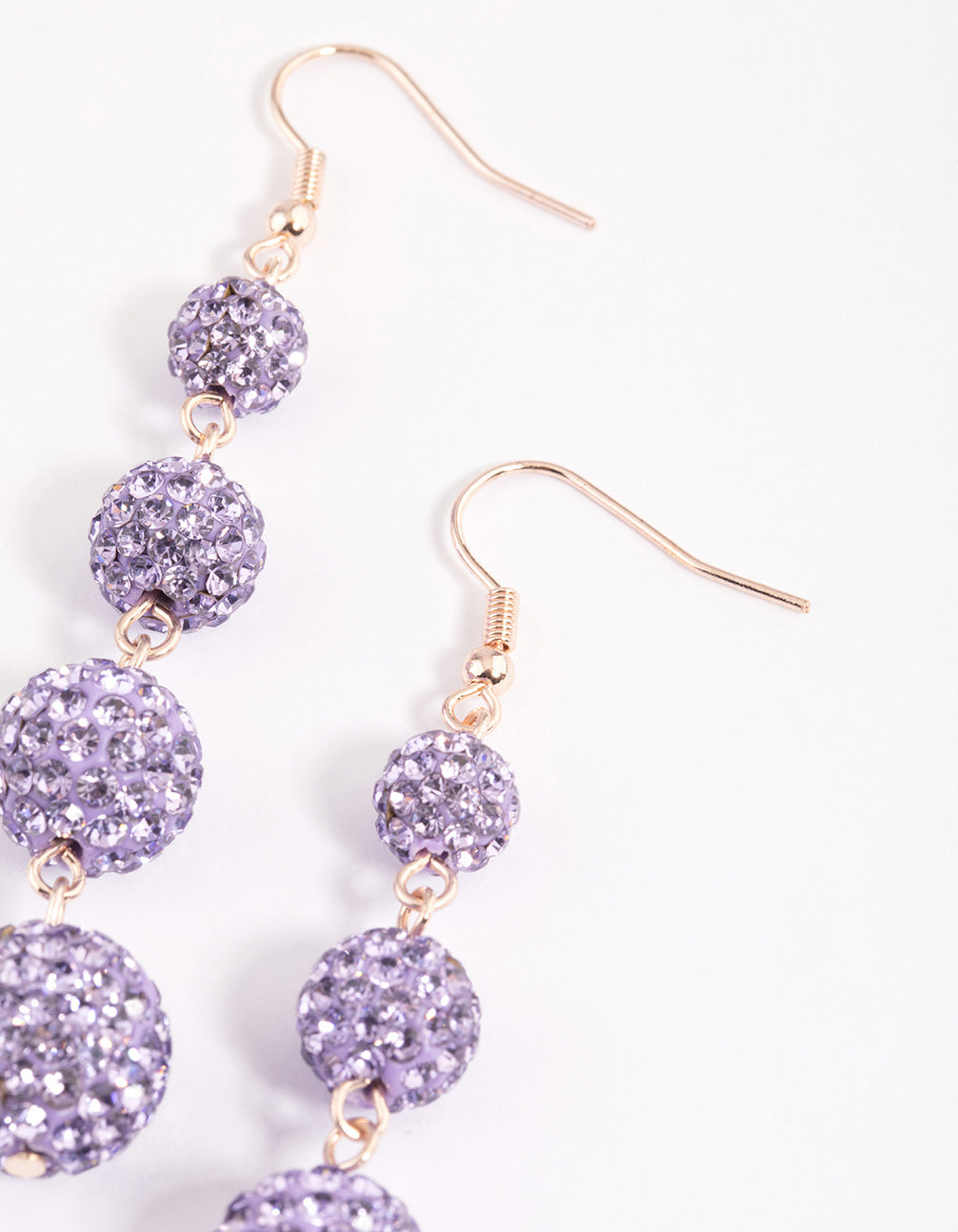 Rose Gold Triple Ball Drop Earrings