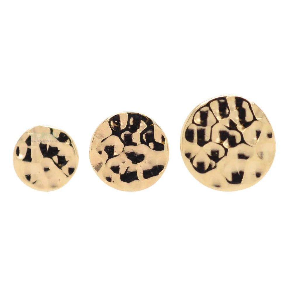 Round Disc HAMMERED FINISH Nostril Nail Ring in Gold