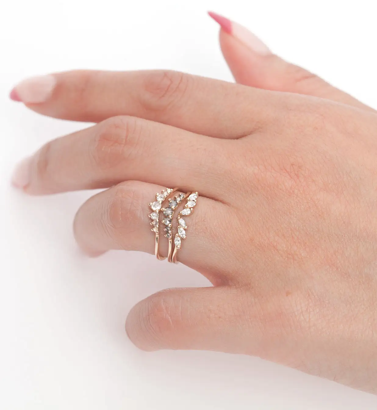 Salt & Pepper Diamond Beacen Ring