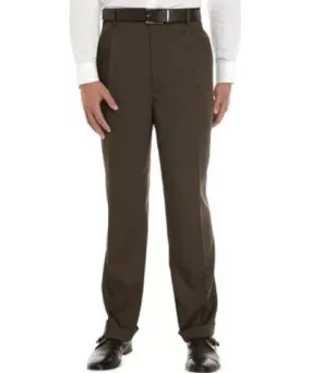 Savane Men's Big & Tall Stretch Crosshatch Pleated Dress Extender Waist Dress Pants