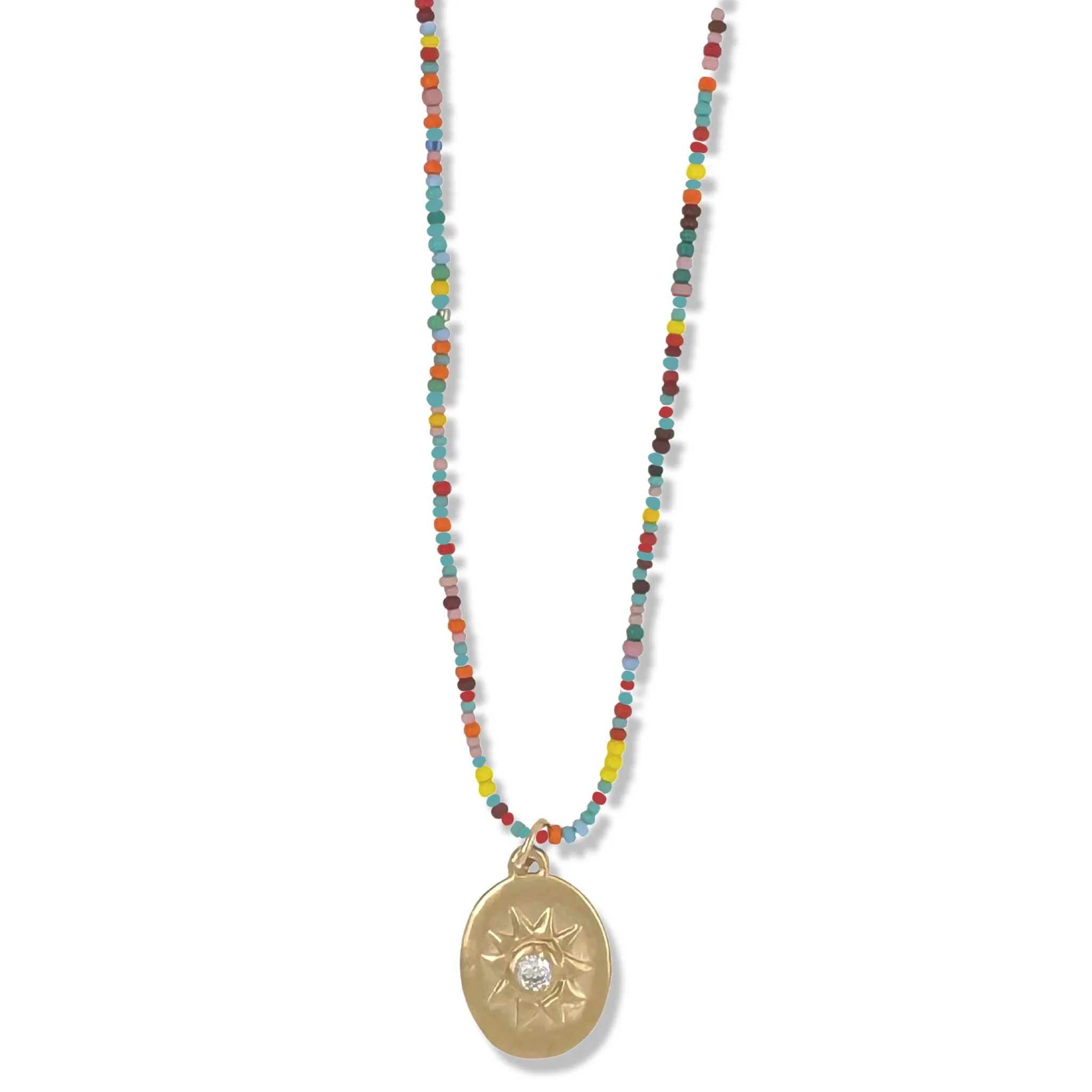 SELENA NECKLACE IN GOLD ON MULTI COLOR BEADS