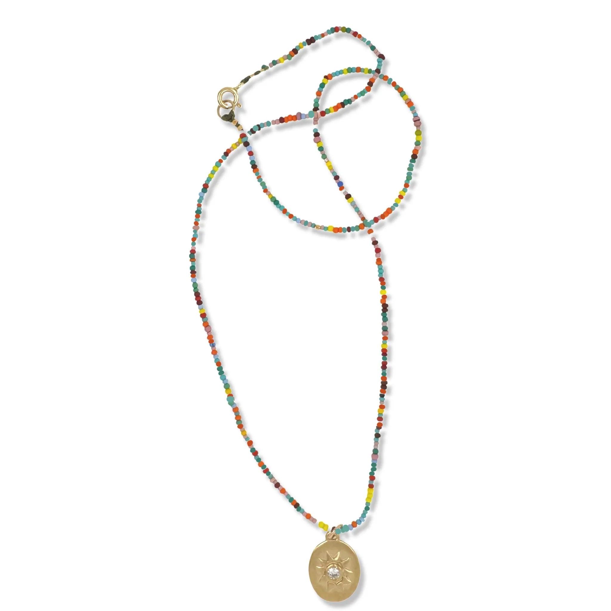 SELENA NECKLACE IN GOLD ON MULTI COLOR BEADS